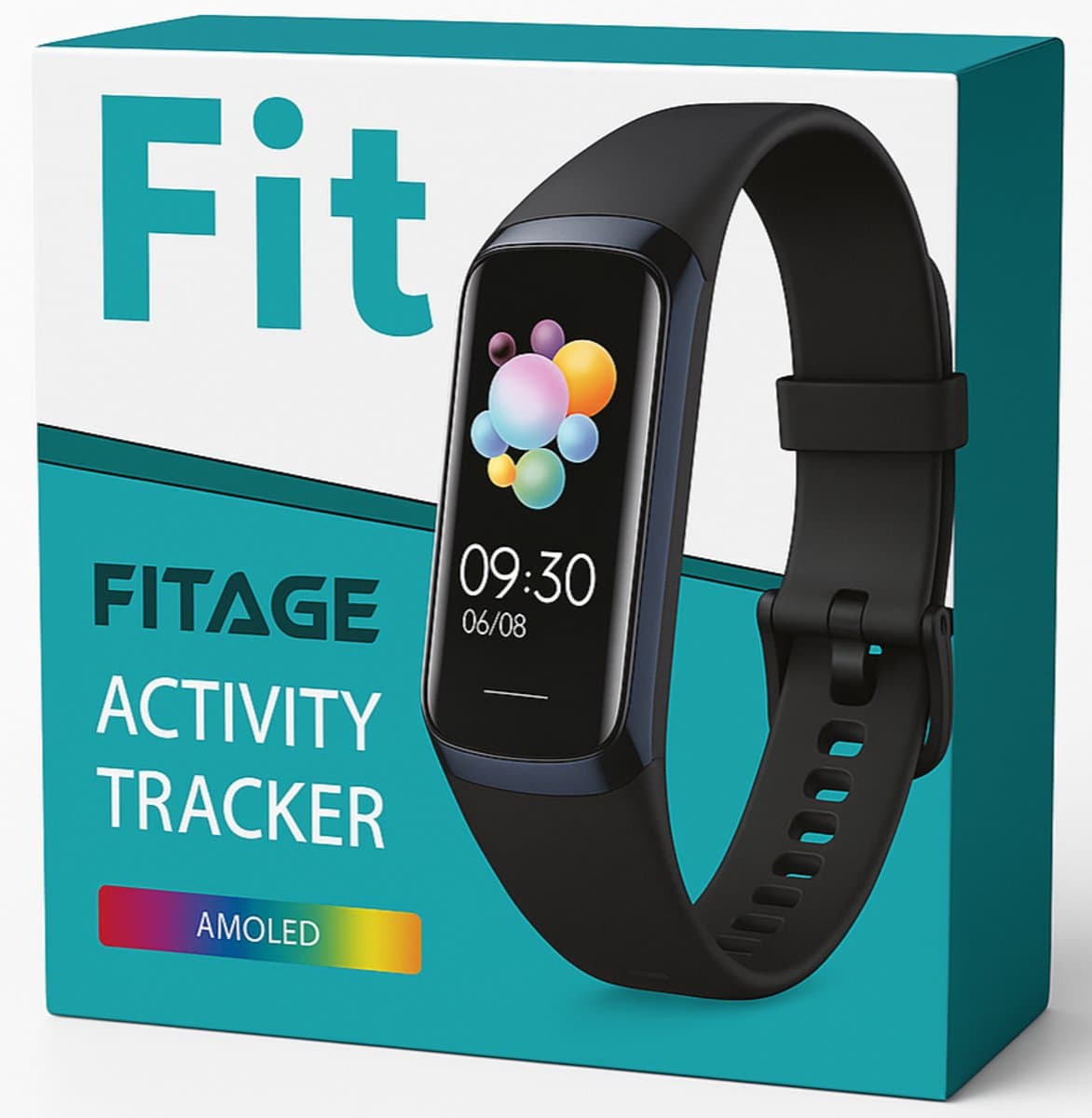FITAGE Stappenteller & Hartslagmeter - Activity Tracker - Stappenteller Horloge - Smartwatch - Heren, Dames en Kinderen - Zwart — afbeelding 1