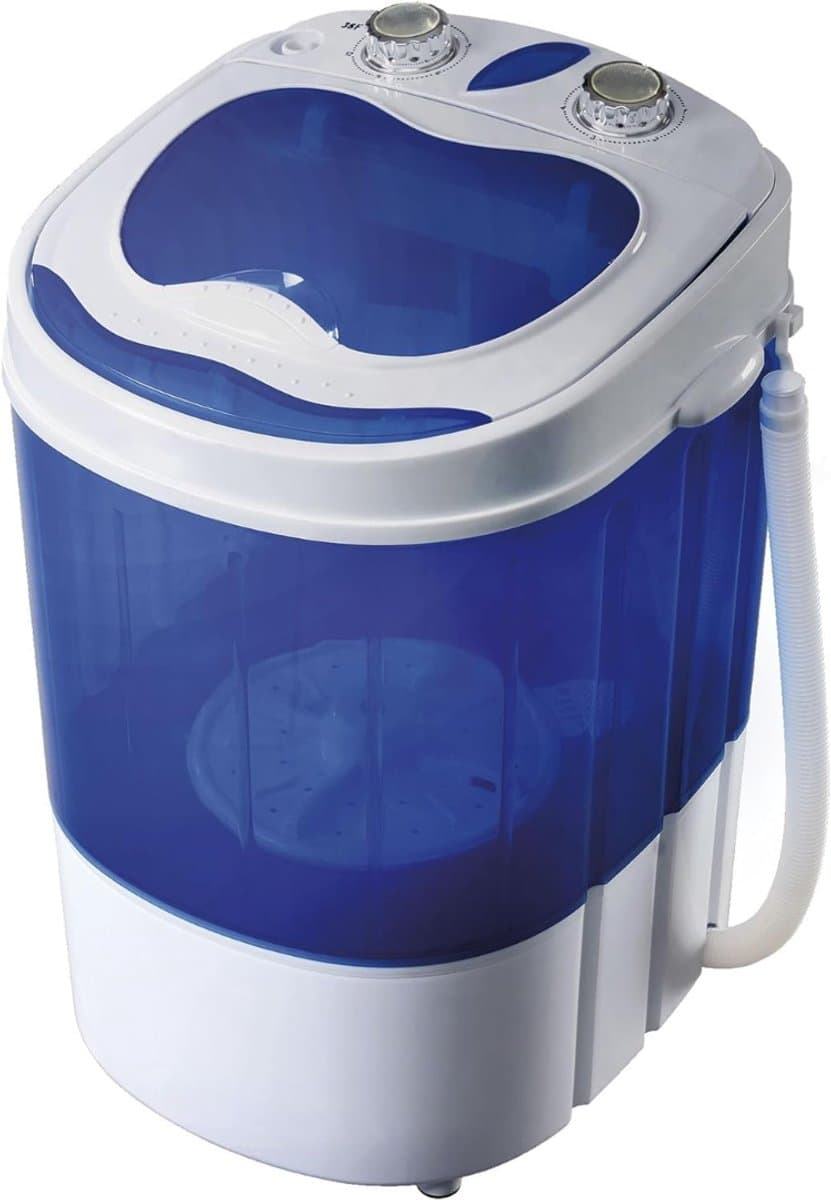 RONN® Camping Wasmachine - Mini Wasmachine - Wasmachines - Capaciteit van Kleding 3 kg - Laag Water- en Energieverbruik - Wit/Blauw - 36cm x 37cm x 53cm — afbeelding 1