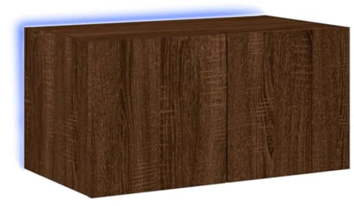 TV wandmeubel met LED verlichting 60x35x31 cm bruin eiken, muurkast, tv kast, zwevend tv meubel — afbeelding 1