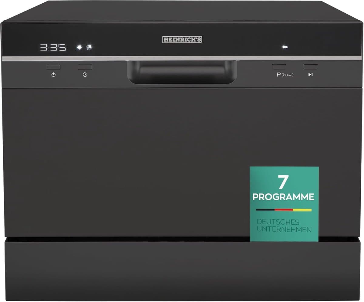 Heinrich's HTG 8840 mini vaatwasser - 7 programma's - gebruik slechts 6,5 liter per cyclus - zwart — afbeelding 1