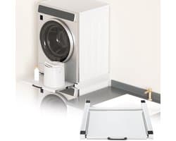 Tussenbouwframe Droger Wasmachine - Verbindingsframe Wasmachine Droger - Ruimte Besparen - Met Plank - 60 x 60 cm - Wit