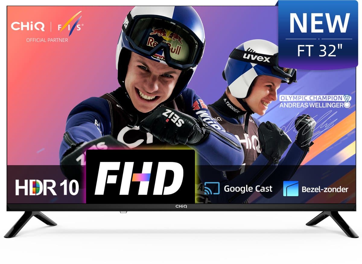 CHiQ LF32FT - Smart TV 32 Inch - Full HD - Metalen Randloos - Google TV - Dolby Audio - HDMI - Nieuw — afbeelding 1