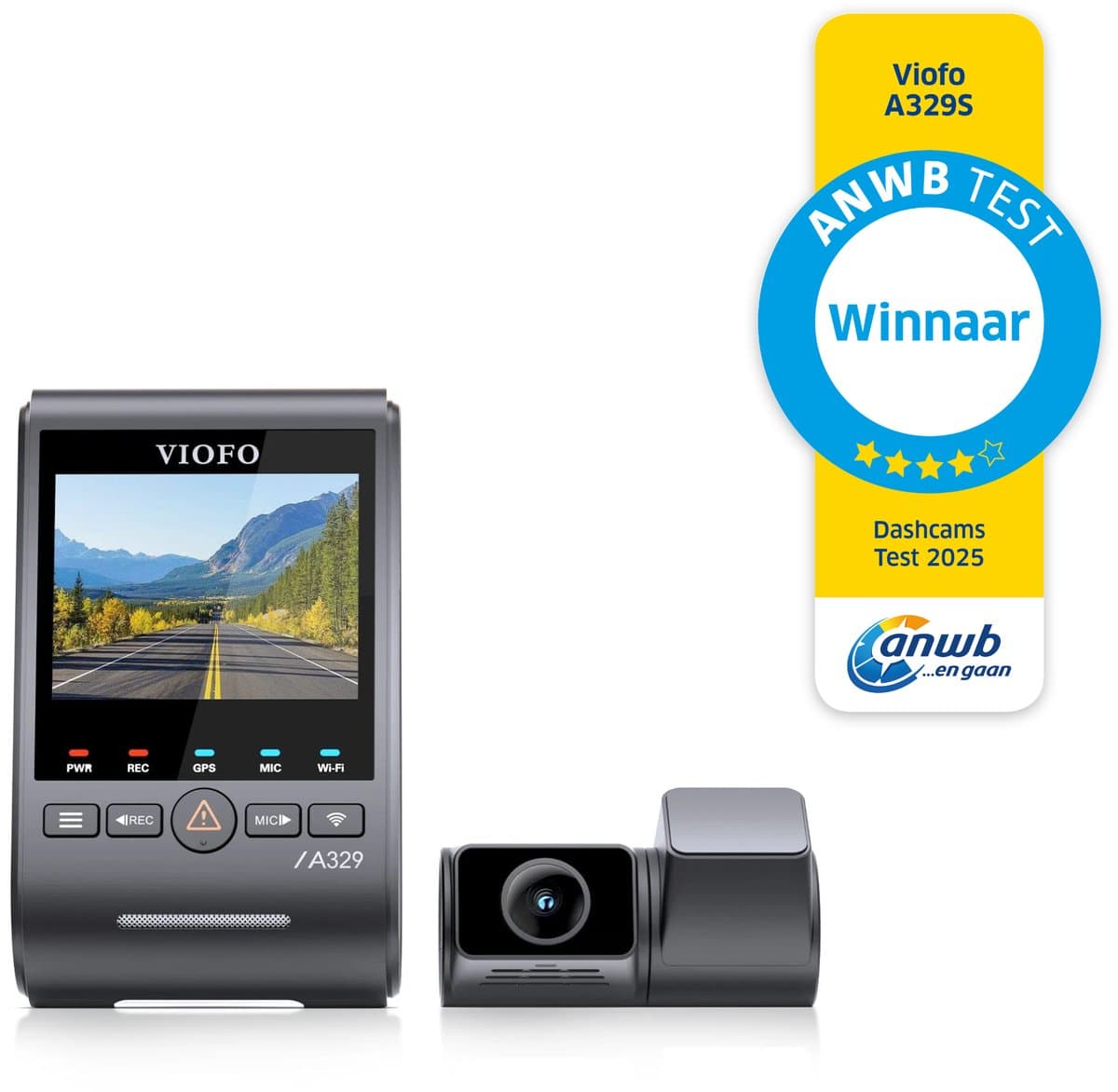 VIOFO A329S 2CH - 4K 60FPS Dashcam - Inclusief CPL filter en achtercamera - ANWB Test winnaar - 2025 — afbeelding 1