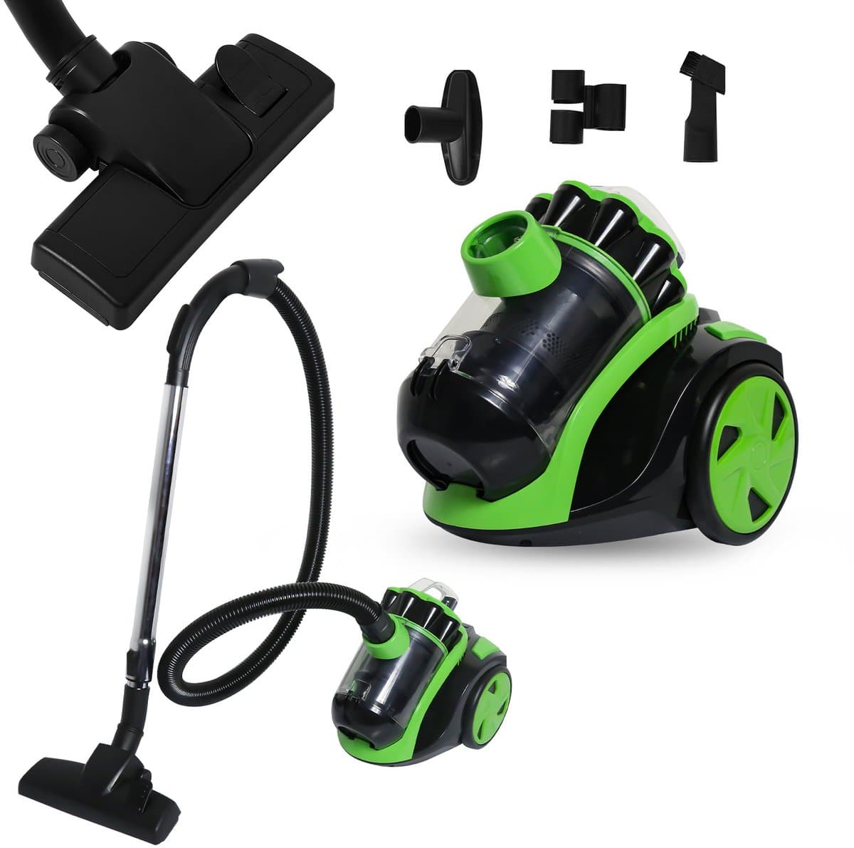 899W Stofzuiger Zonder Zak – Dierenharen & Tapijt – Sterke Zuigkracht – 3L – Met Accessoires – Groen — afbeelding 1
