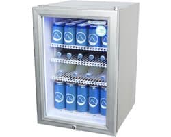 Gastro-Cool KW65 - Mini koelkast met glazen deur 62 Liter - Zilver/Zilver/Wit 204401