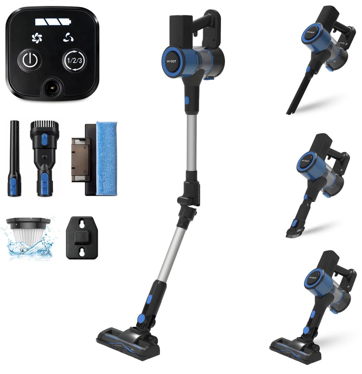 MYBOT E6 Advanced - Steelstofzuiger met Dweilfunctie - 250W - 20Kpa - 3 Zuigniveaus - Vacuum Cleaner - Steelstofzuiger Draadloos - Zonder Zak - Op Accu — afbeelding 1