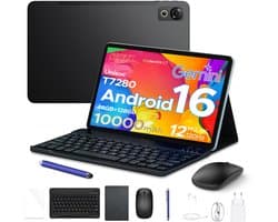 Aorlym P12 - Tablet - 48 GB RAM (8+40 GB) - 128 GB ROM (2TB/TF) - 12 inch 2K 120 Hz IPS - Android 16 - 10000 mAh /18 W - T7280 OctaCore - Dubbele camera - WiFi 5 - Bluetooth - Face ID - Toetsenbord - Stylus meegeleverd - Zwart