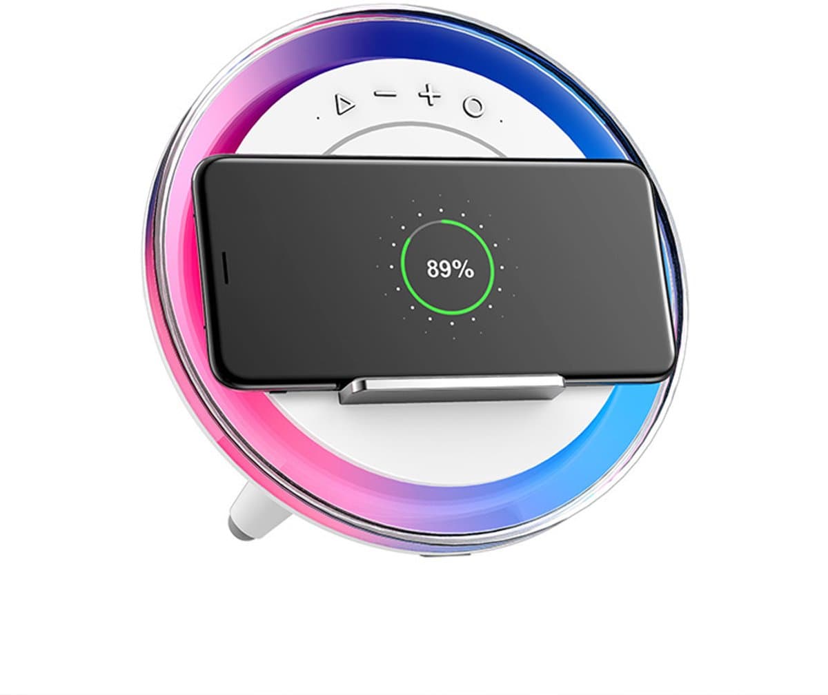 Crrynuo - Bluetooth Speaker - Draadloze Speaker - Multifunctionele LED Speaker - 1 Stuk - 4-In-1: Speaker + Nachtlamp + Oplader + Houder - Wit — afbeelding 1