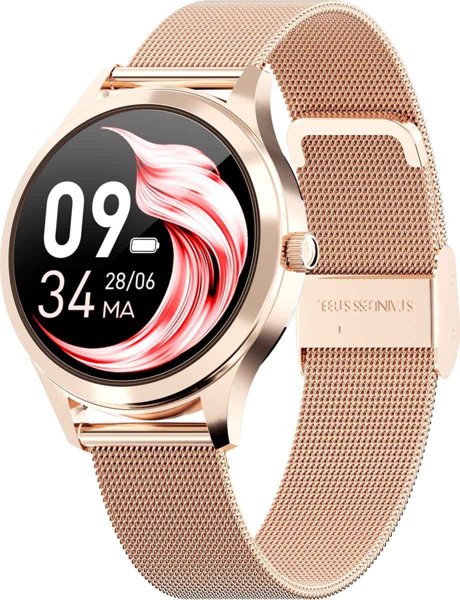 Actyve Smartwatch Dames Rosé Goud - Geschikt voor elke smartphone - Horloge dames - Stappenteller - Slaapmonitor - Saturatiemeter - Full Touchscreen — afbeelding 1