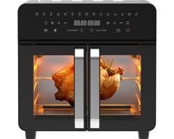 AIMASON AFTO-2301DT Airfryer 23L Dual Zone - XXL Airfryer met Franse Deuren - Heteluchtfriteuse Oven met Dubbele Kamer - 15 Programma's - 2200 W - 12 Accessoires - Verwijderbare Tussenwand voor Kookruimte - 50-200°C