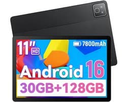 11 inch Tablet - Android 16 Tablets - 128GB - 5G Wi-Fi - 7800mAh - Zwart