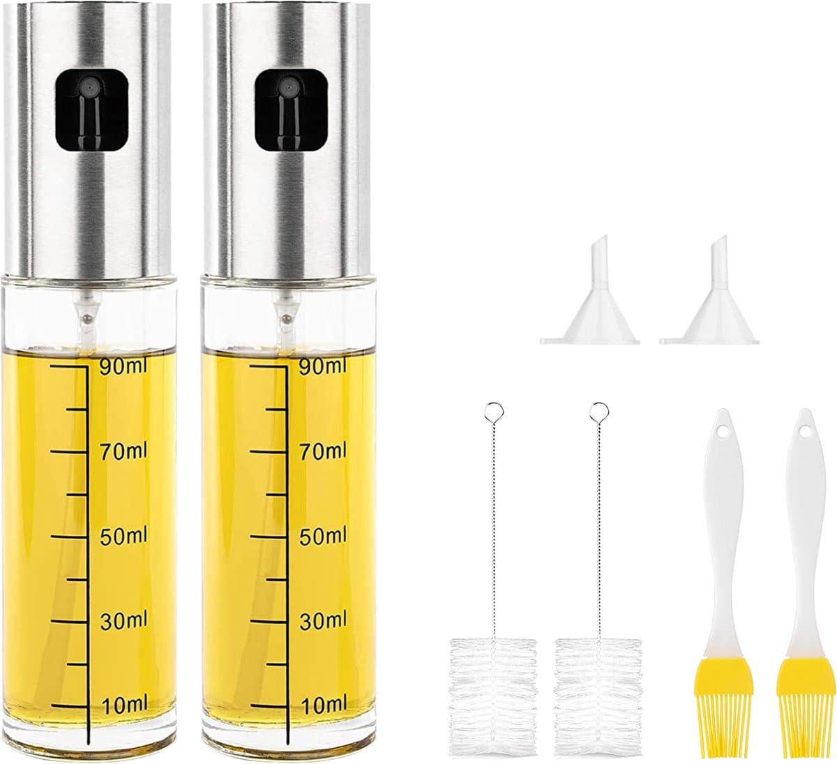 Olijfolie Sprayer - Inclusief Trechters & Reinigingsborstels - Navulbaar - Olie Sprayer - Voor Airfryer, Pan & BBQ - Set van 2 — afbeelding 1