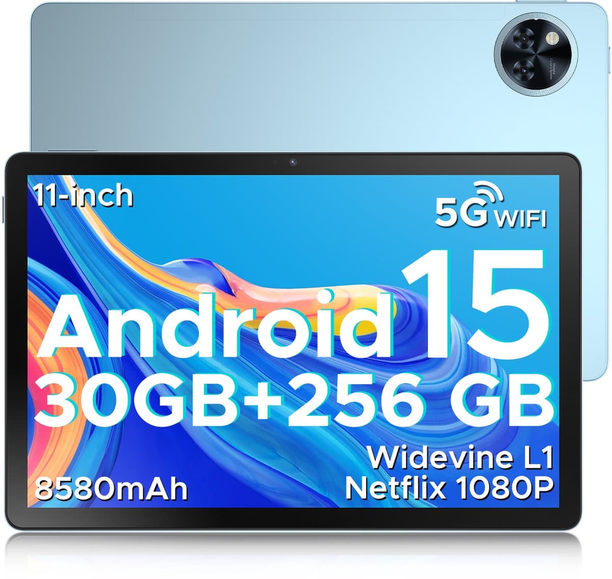 DOOGEE TAB U11 Pro - Tablet - Tablette - 30GB RAM + 256GB ROM(2TB/TF) - 8580 mAh - 11 Inch 1080P 90 Hz - Dubbele luidspreker - T7200 Octa Core - 13MP Camera - 5G WIFI - Face ID - 7.9 mm Metallic Body - Blauw — afbeelding 1