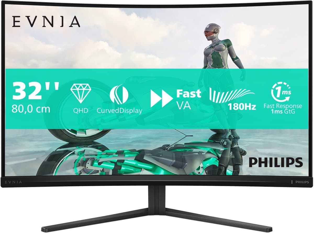 Philips Evnia 32M2C3500L - Curved QHD Gaming Monitor - 180hz - 32 inch — afbeelding 1