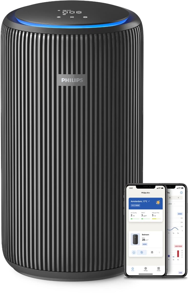 Philips PureProtect 3200 Series - Luchtreiniger - CADR 520m3/u - Ruimtes tot 135m2 - 3 Laags HEPA Filtratie - Air+ App - Ultrastil - Nachtlampje - Zwart - AC3221/13 — afbeelding 1