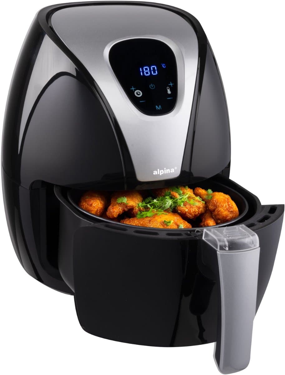 alpina Airfryer 2.4L - Heteluchtfriteuse 1-4 Personen - Air Fryer met Digitaal Touchscreen - Instelbare Temperatuur 80 tot 200 Graden - met Timer Functie - Heteluchtoven 1500W - Zwart — afbeelding 1