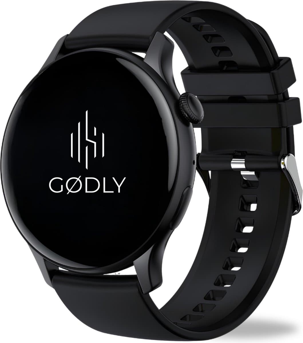 GØDLY® Amoled Smartwatch 46mm - voor Heren & Dames - Stappenteller - Kcal Teller - Slaapmeter & Hartslagmeter - Geschikt voor iOS & Android - Zwart — afbeelding 1