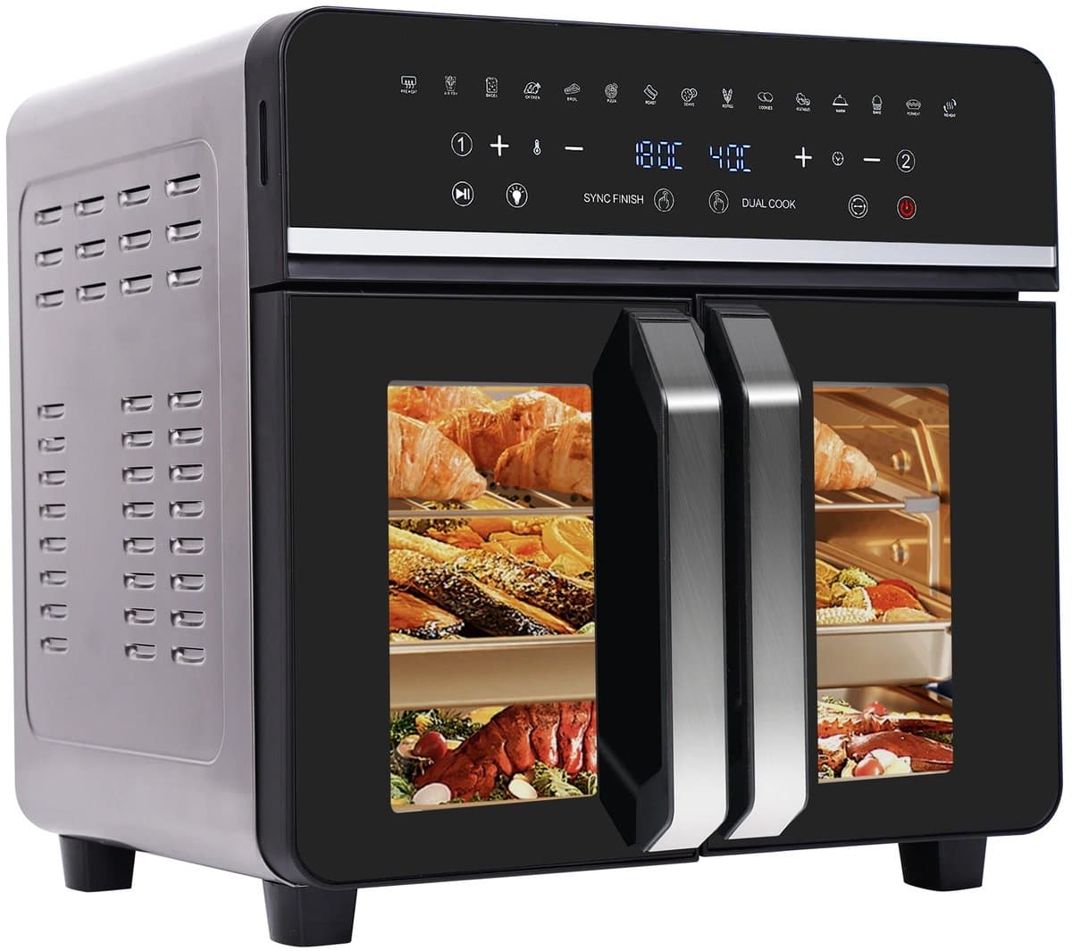 Heteluchtfriteuse XXL 23L met 2 Zones – Airfryer Oven 2200W – 15 Programma’s – LED Touchscreen – Incl. Receptenboek — afbeelding 1
