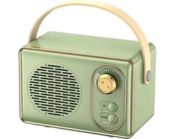 Oneay Retro Bluetooth-speaker – Vintage draagbare draadloze speaker met Bluetooth 5.0, ondersteuning voor TF-kaart, USB-stick en AUX-ingang – Groen