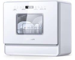 AIRMSEN Mini Vaatwasser - Met Waterontharder - Vrijstaand - Ingebouwd Watertank 5L - 9 Programma's - 6 Couverts - Wit