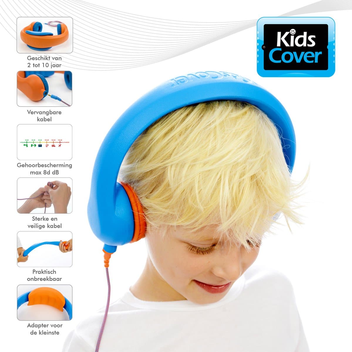 KidsCover Safe 'n Sound Kinder koptelefoon Blauw - Hoofdtelefoon met Volumebegrenzing - Bekend van school - Voor peuter & kind — afbeelding 1