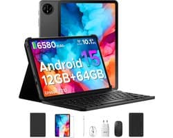DOOGEE TAB A9 VIP - Tablet - 9 GB RAM + 64 GB ROM (2TB/TF) - 10,1" HD IPS - Android 15 - 6580 mAh - 5G WiFi - Face ID - met toetsenbord en stylus - dubbele luidspreker - Zwart