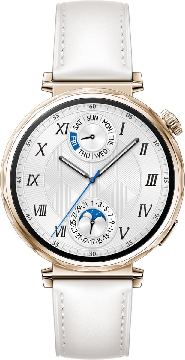 HUAWEI WATCH GT5 41mm Wit Leer Horlogeband - Verbeterd 24/7 gezondheidsbeheer - Tot 2 weken batterijduur - Compatibel met iOS & Android — afbeelding 1