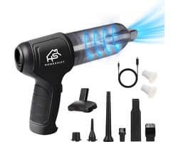 HomeShift® Auto Stofzuiger Draadloos V2 - Kruimelzuiger - Handstofzuiger - Kleine Stofzuiger - Draadloze stofzuiger - Air Duster - Nat & Droog - Zwart
