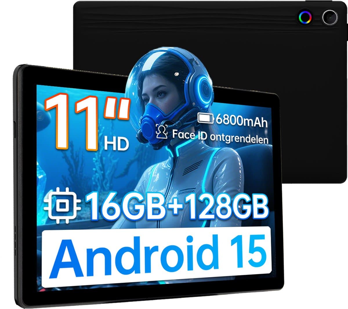 Hotlight A7 - Android 15 Tablet - 11 inch - 16(4+12)GB RAM/128GB ROM– 6800mAh - Zwart — afbeelding 1