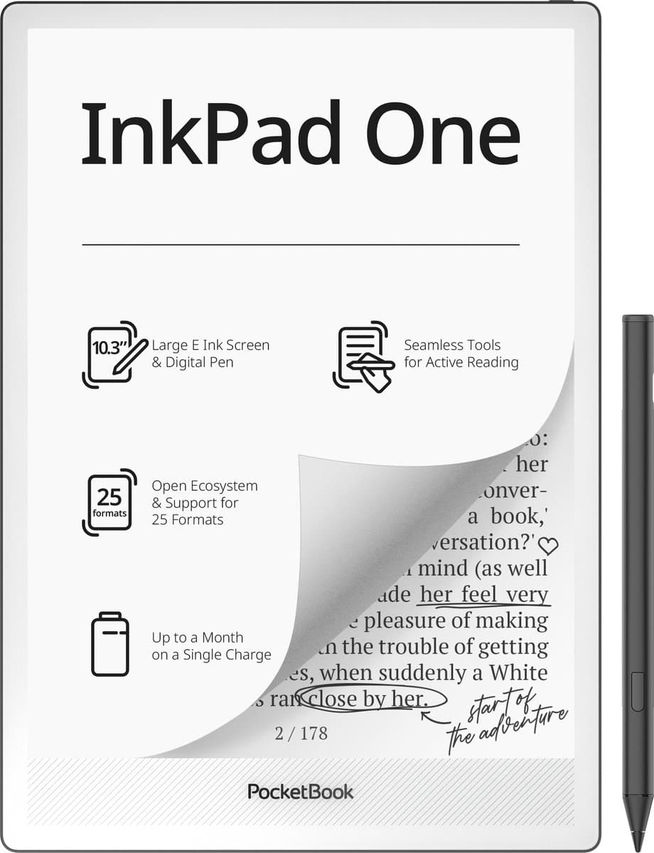 PocketBook InkPad One - Matte Black - Groot 10,3 inch scherm voor lezen en schrijven — afbeelding 1