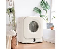 OKWISH Wasdroger Compacte 4,5 Kg - 49,5 x 43,5 x 59,5 cm - Staal En ABS - Wit - Met 5 Programma's En Wandmontage