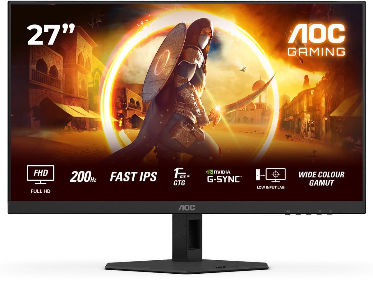 AOC G4 27G4HRE - Full HD IPS Gaming Monitor - G-Sync compatible - 200hz - Speakers - 27 inch — afbeelding 1