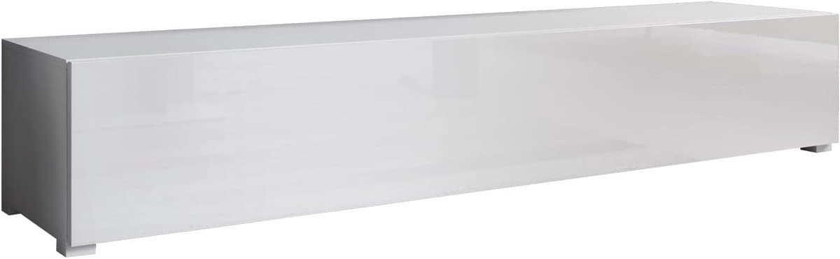 TV-meubel met poten, breed 180 cm, hoogglans wit, 3 compartimenten, modern design — afbeelding 1